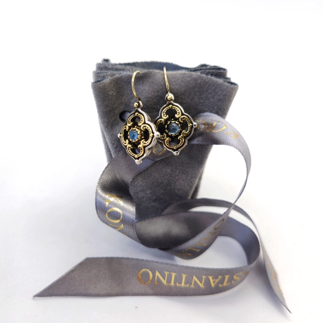 Konstantino Topaz Filigree Drop Earrings